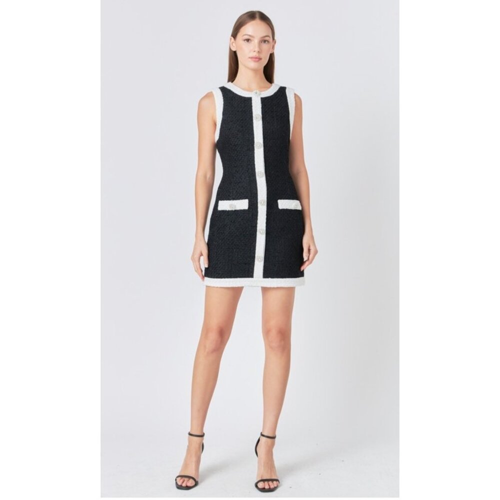 Anthropologie Endless Rose Tweed classic Sleeveless Mini dress preppy money